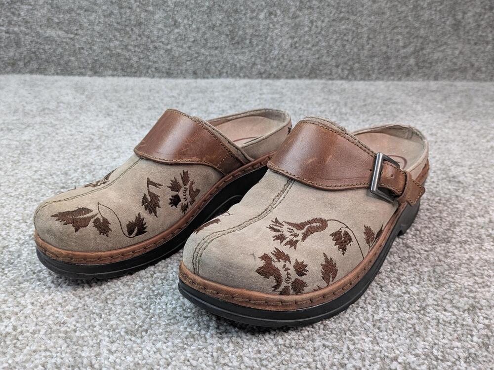 Klogs Shoes Womens 8.5 Austin Brown Tan Leather Clogs Mules Slip Resistant